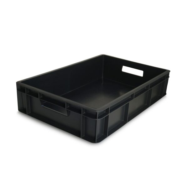 Euro plastikinė dėžė juoda 600x400x130, 28 l