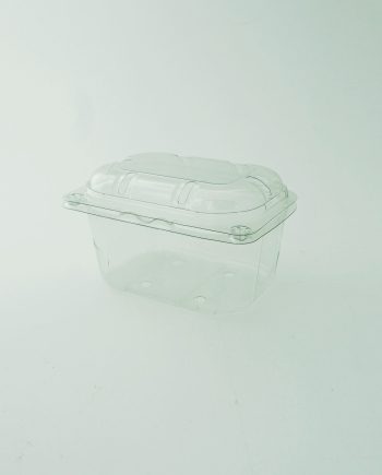 Plastikinis R-PET indelis uogoms su atlenkiamu dangteliu, 250 g