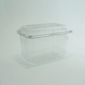 Plastikinis PET indelis uogoms su atlenkiamu dangteliu, 1000 ml