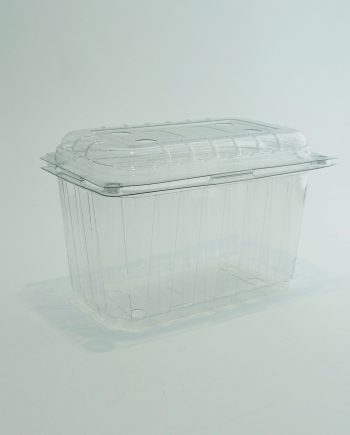 Plastikinis PET indelis uogoms su atlenkiamu dangteliu, 1000 ml