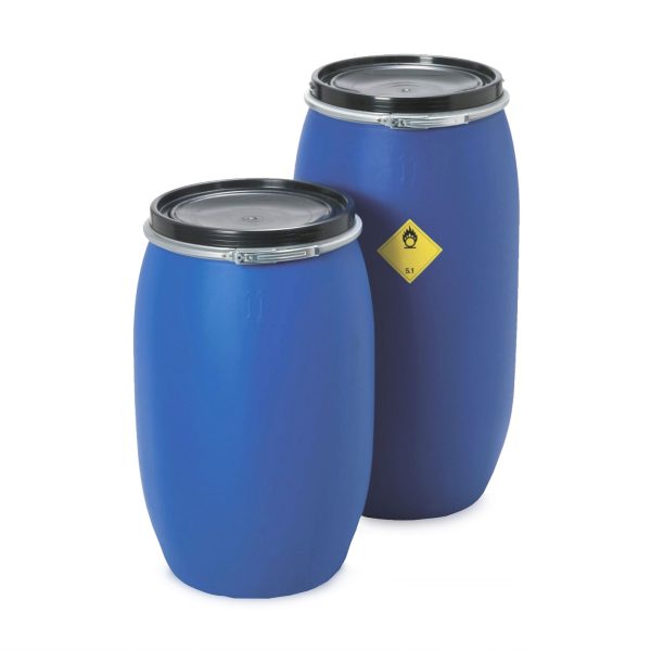Plastikinė statinė su dangčiu 30 - 220 l (sertifikuota UN)