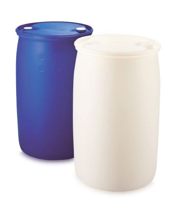 Plastikinė statinė su dviem kamščiais 220 l (sertifikuota UN)