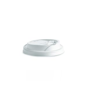Baltas plastikinis dangtelis 90 mm popieriniams puodeliams