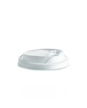 Baltas plastikinis dangtelis 90 mm popieriniams puodeliams