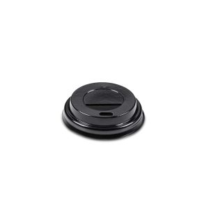 Juodas plastikinis dangtelis 65 mm popieriniams puodeliams