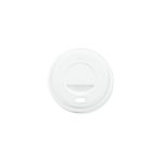 Baltas plastikinis dangtelis 65 mm popieriniams puodeliams