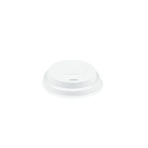 Baltas plastikinis dangtelis 65 mm popieriniams puodeliams