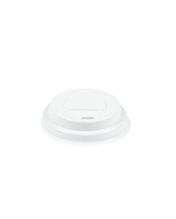 Baltas plastikinis dangtelis 65 mm popieriniams puodeliams