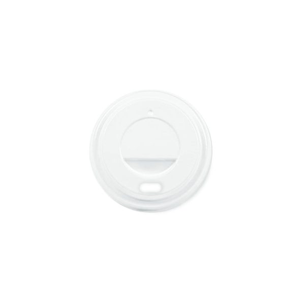 Baltas plastikinis dangtelis 65 mm popieriniams puodeliams
