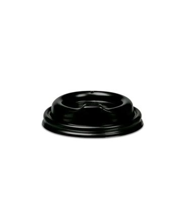 Juodas plastikinis dangtelis 80 mm popieriniams puodeliams