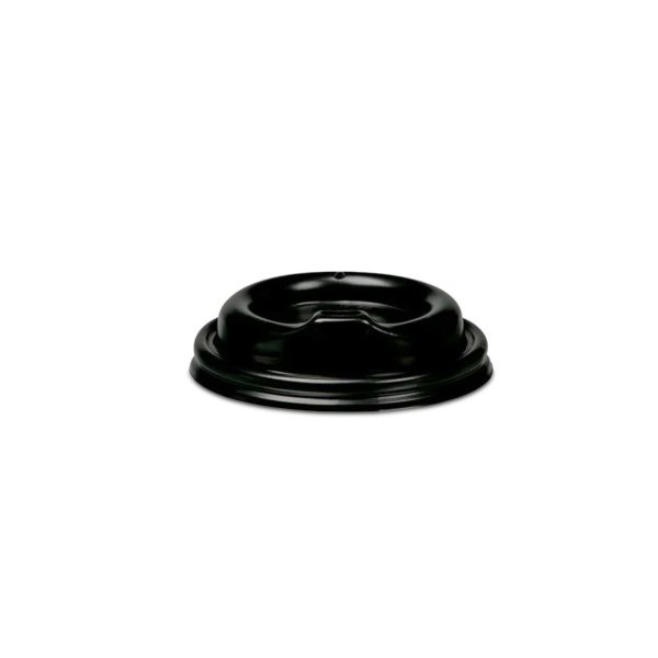 Juodas plastikinis dangtelis 80 mm popieriniams puodeliams