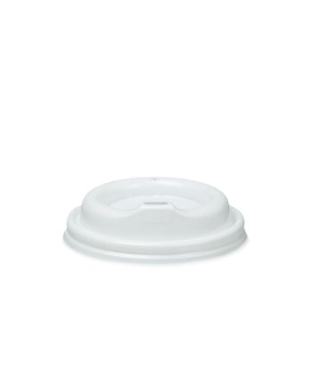 Baltas plastikinis dangtelis 90 mm popieriniams puodeliams