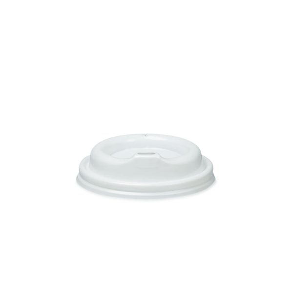 Baltas plastikinis dangtelis 90 mm popieriniams puodeliams
