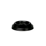 Juodastas plastikinis dangtelis 90 mm popieriniams puodeliams