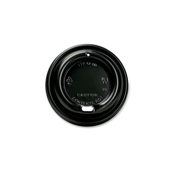 Juodastas plastikinis dangtelis 90 mm popieriniams puodeliams