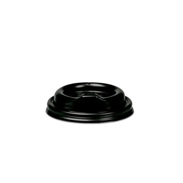Juodastas plastikinis dangtelis 90 mm popieriniams puodeliams