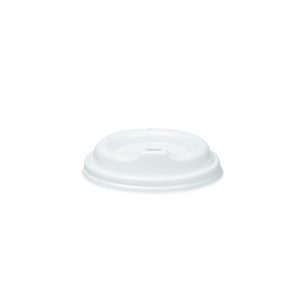 Baltas plastikinis dangtelis 80 mm popieriniams puodeliams