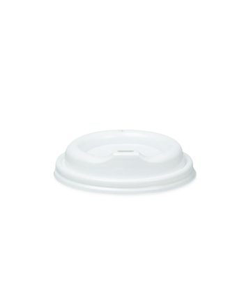 Baltas plastikinis dangtelis 80 mm popieriniams puodeliams